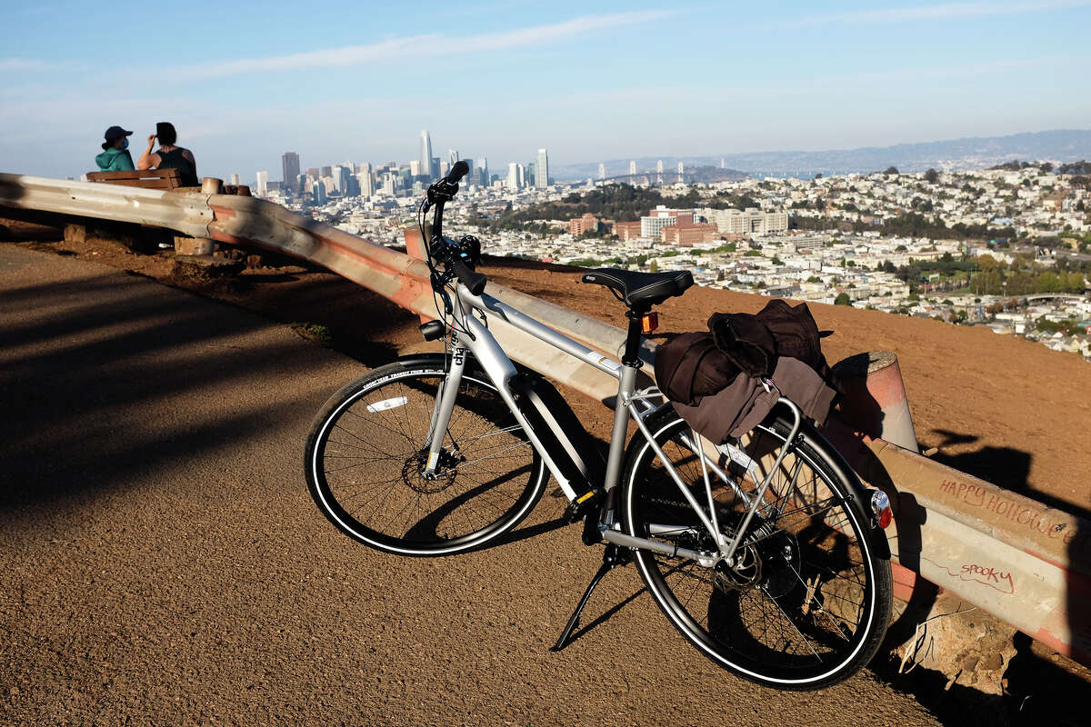 The view from the top of Bernal Heights in San Francisco is easily accessed by electric bike.