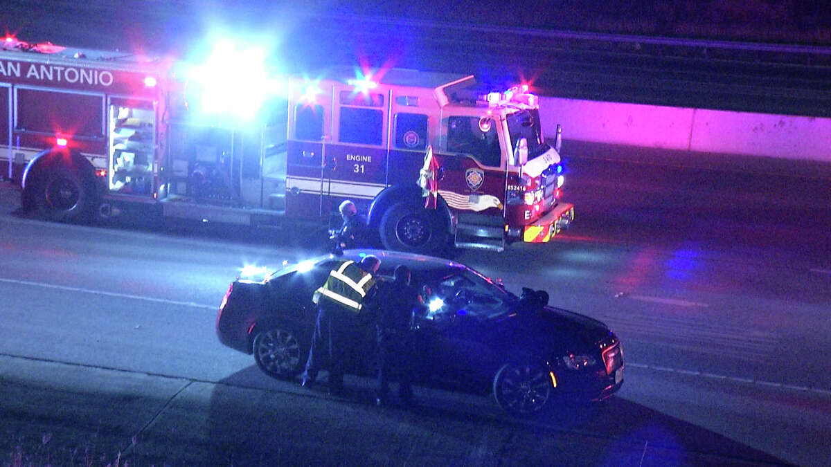 A man was hospitalized in critical condition Tuesday night after getting shot while driving down U.S. 281, police said.