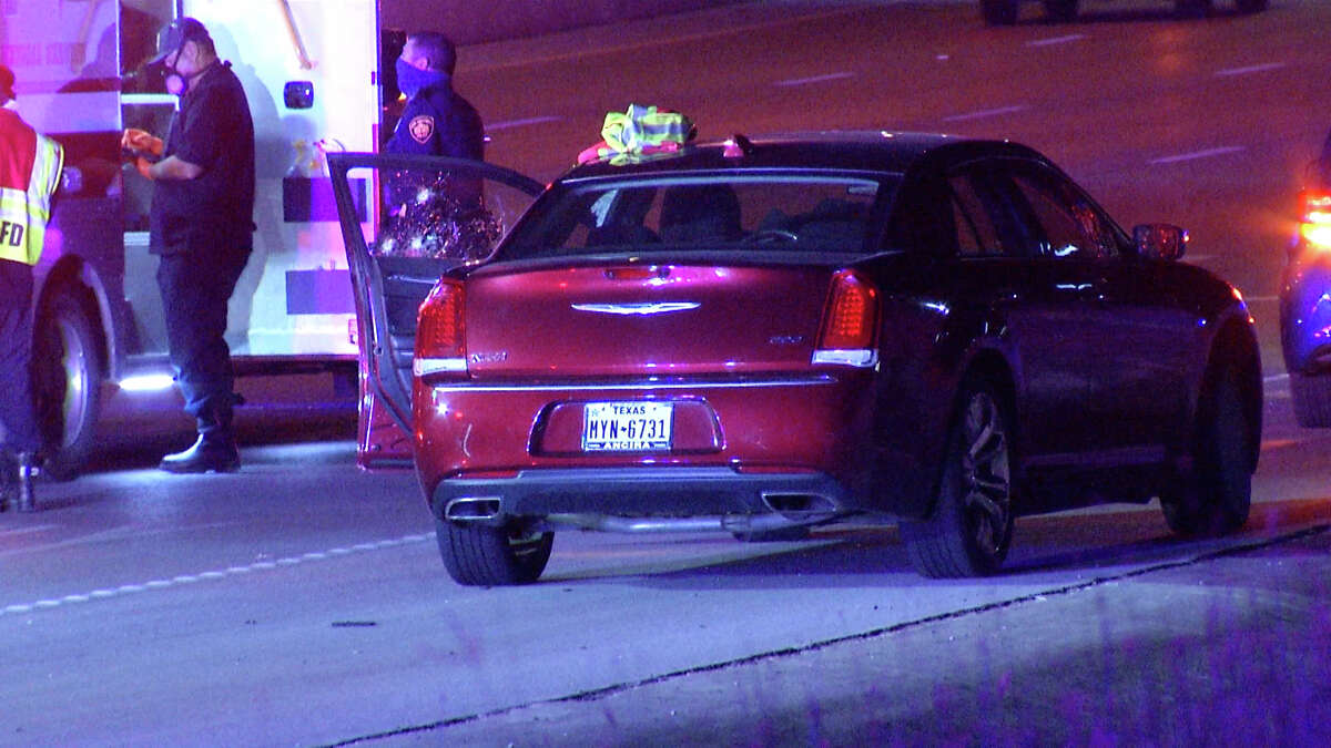 A man was hospitalized in critical condition Tuesday night after getting shot while driving down U.S. 281, police said.