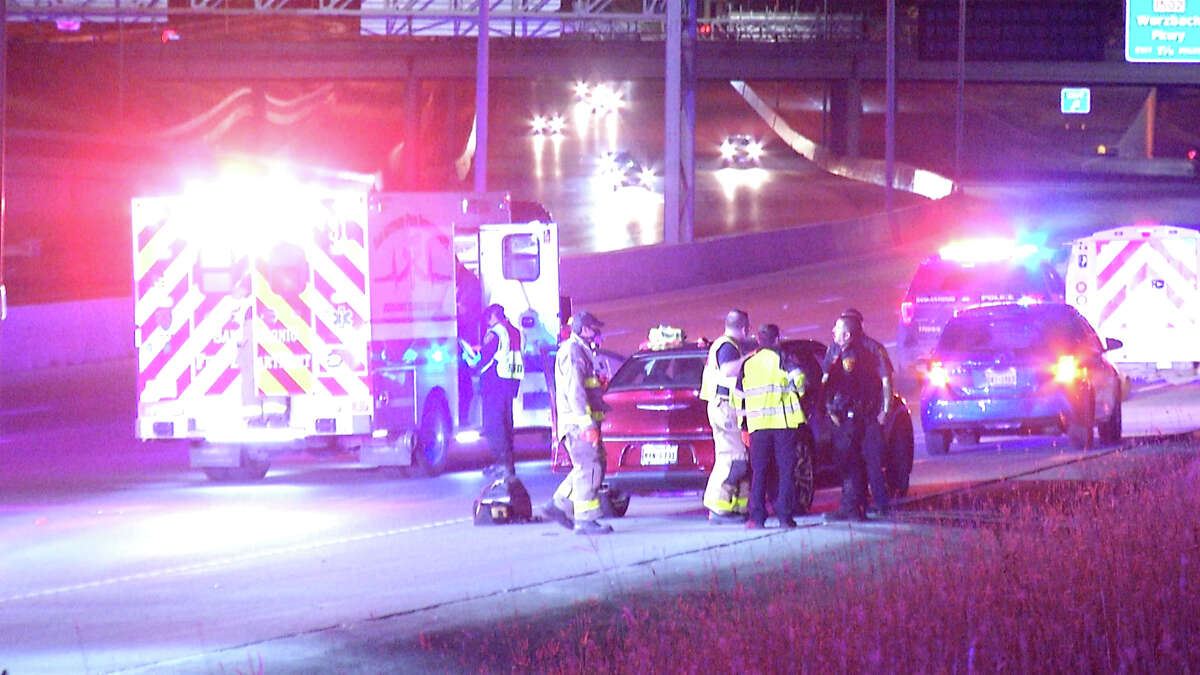 A man was hospitalized in critical condition Tuesday night after getting shot while driving down U.S. 281, police said.