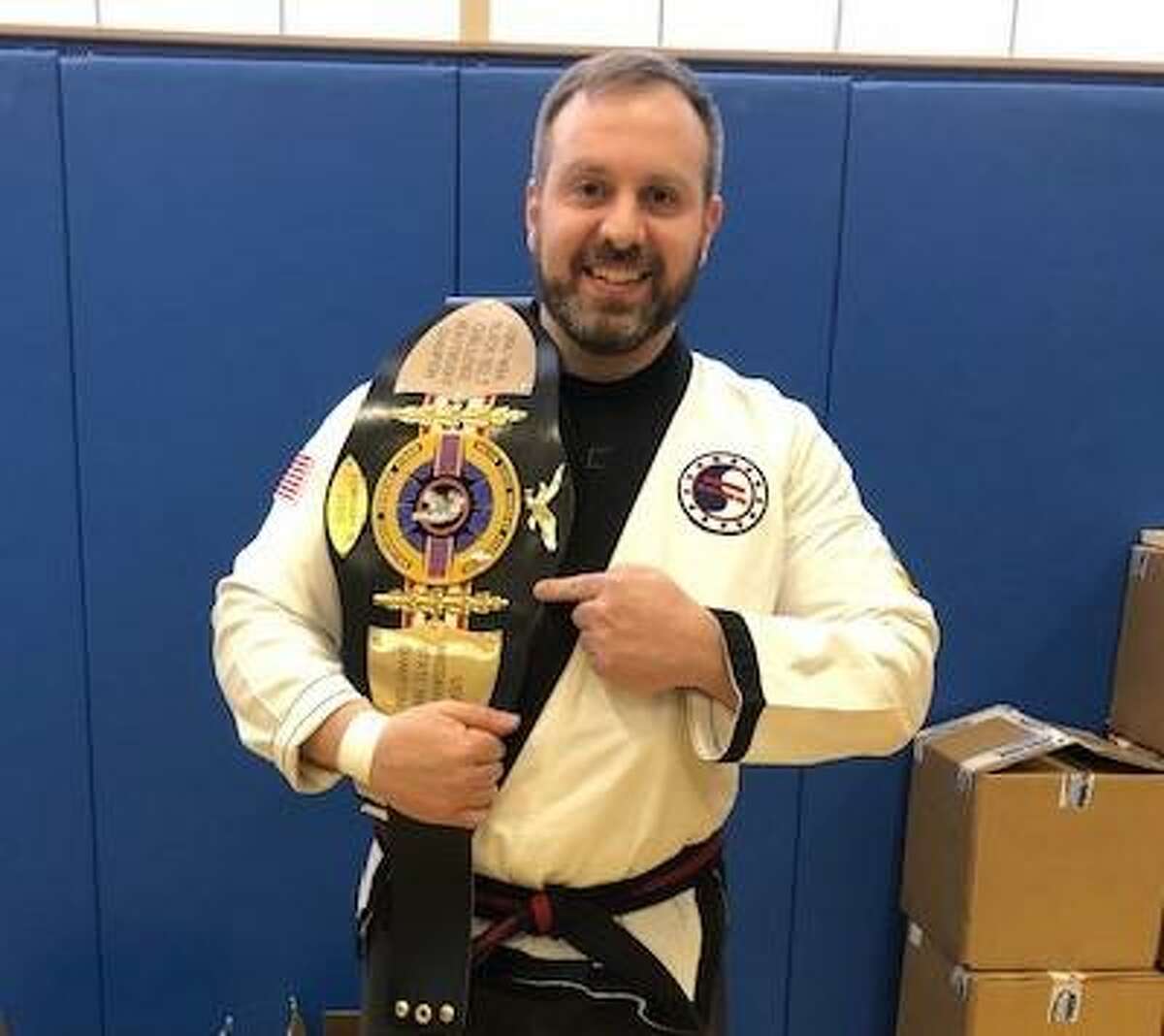 Ron Librandi, a 5th degree black belt, broke 11 of 12 patio blocks and 12 of 14 pieces of wood to win the title.