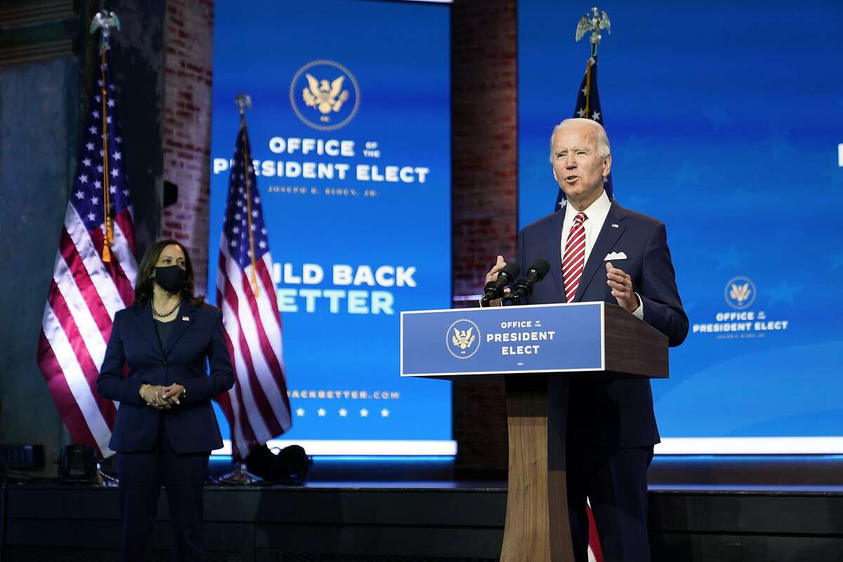 Presidentelect Joe Biden, accompanied by Vice Presidentelect Kamala Harris, speaks about economic recovery in Wilmington, Del., recently. Among Biden’s challenges will be to rebuild the U.S. immigration system, including new policies for H-1B visas, which the Trump administration has been all but dismantling.