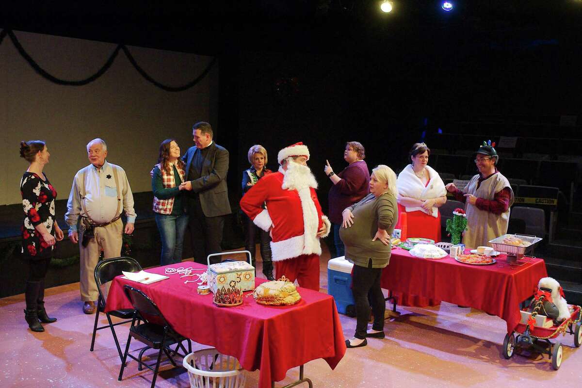 Pasadena Little Theatre's production of "Christmas Belles" features Billy Chmielewski and Cassie Wright, front, and back from left, Connie Musler, Bruce Blifford, Brianna Thoutt, Robert Wise, Judy Ahlhorn, Vanessa Pearson, Renea Runnels and Jeffrey Merriman.