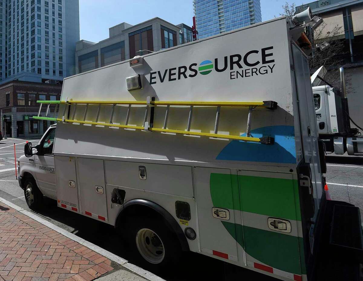 A file photo of an Eversource van in Stamford, Conn., taken on March 18, 2020.