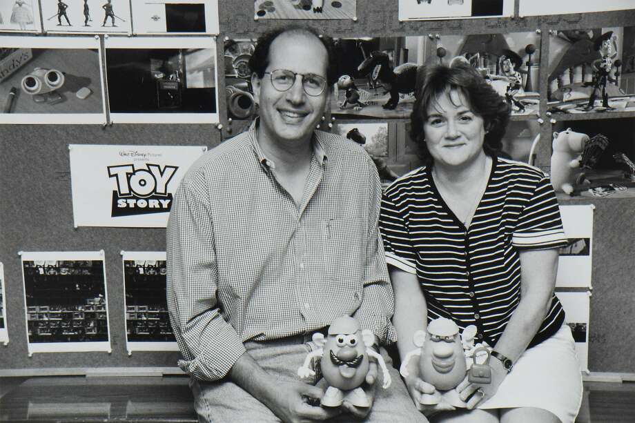 《玩具总动员》制片人拉尔夫•古根海姆和邦妮·阿诺德在里士满点皮克斯的工作设施。照片:皮克斯动画工作室