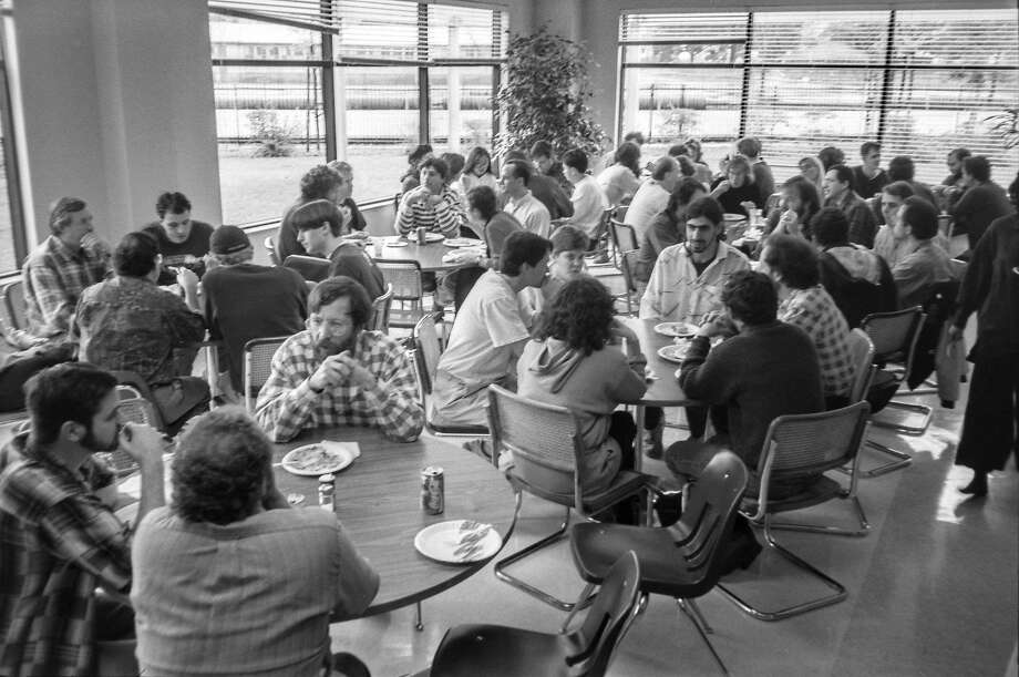 Pixar employees eat in the cafeteria of their Point Richmond office park. Photo: Pixar Animation Studios