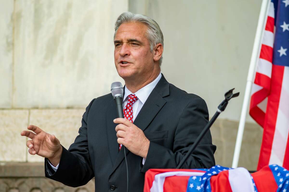 Former television news anchor Kevin Steele. A number of Southeast Texas government officials spoke at the