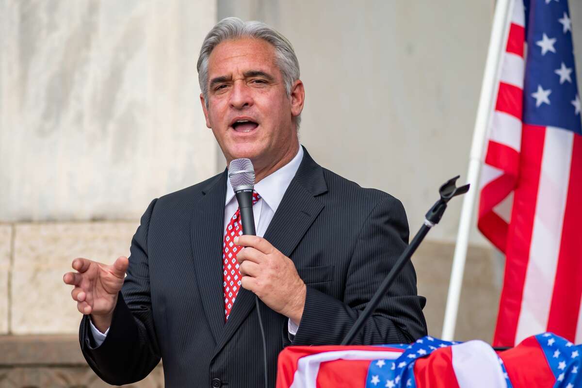 Former television news anchor Kevin Steele. A number of Southeast Texas government officials spoke at the