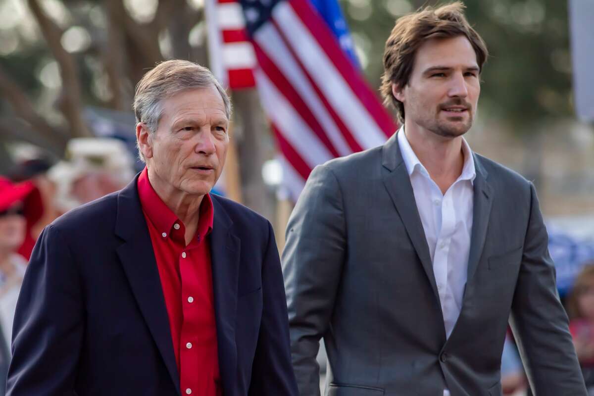 Congressman Brian Babin and his son Lucas Babin. A number of Southeast Texas government officials spoke at the