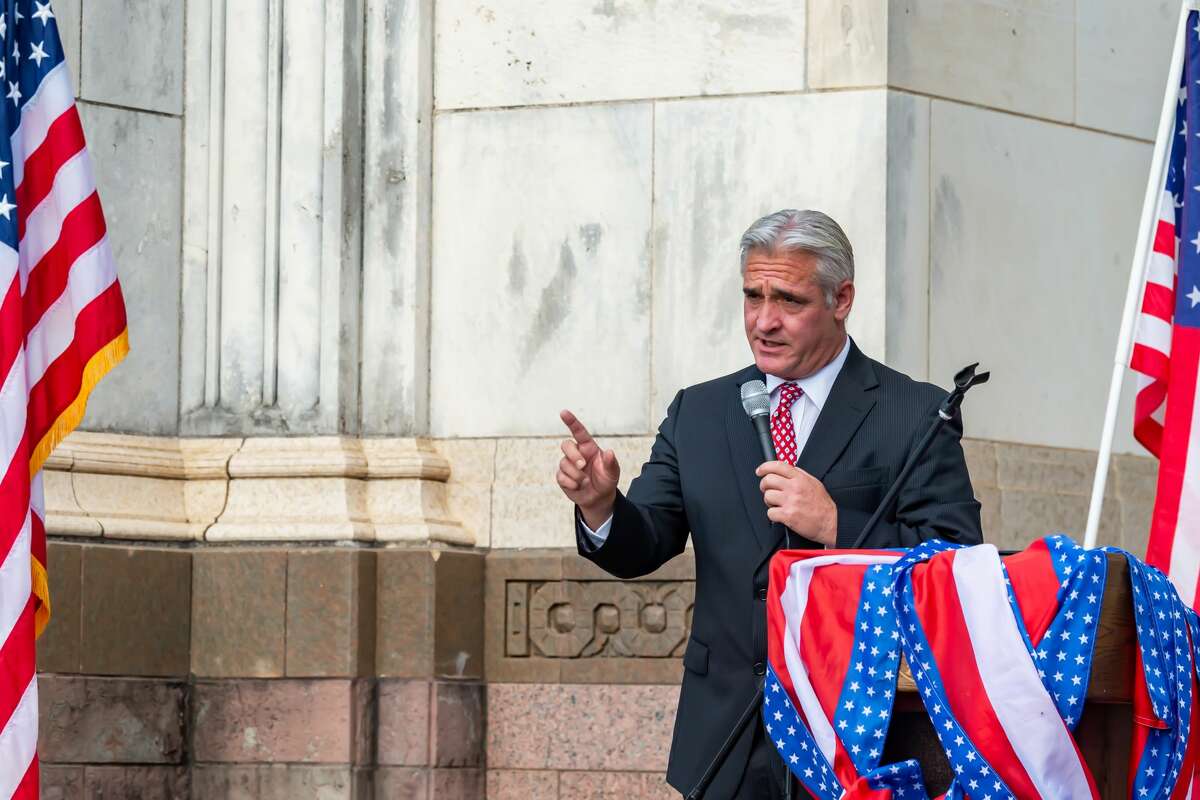 Former television news anchor Kevin Steele. A number of Southeast Texas government officials spoke at the