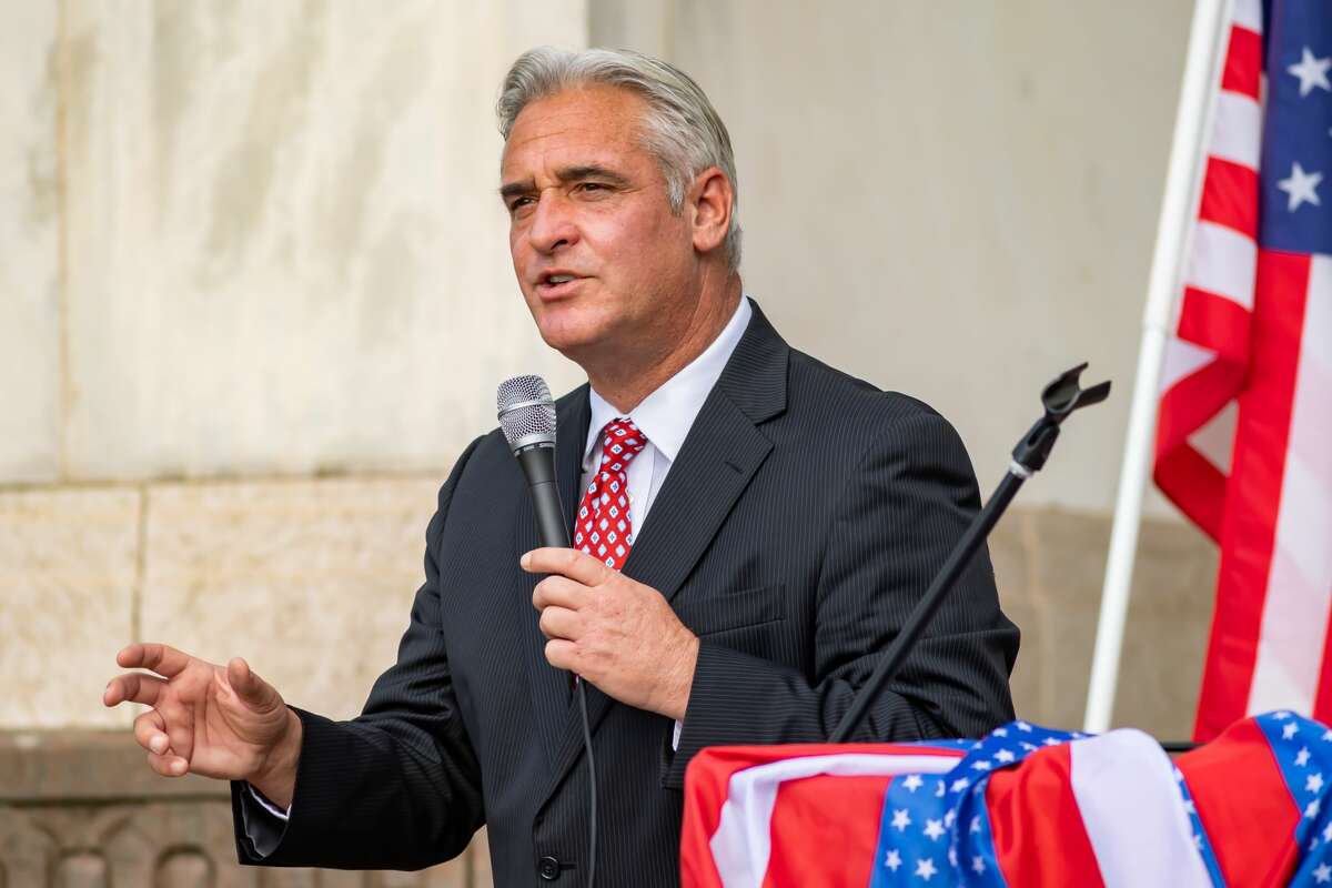 Former television news anchor Kevin Steele. A number of Southeast Texas government officials spoke at the