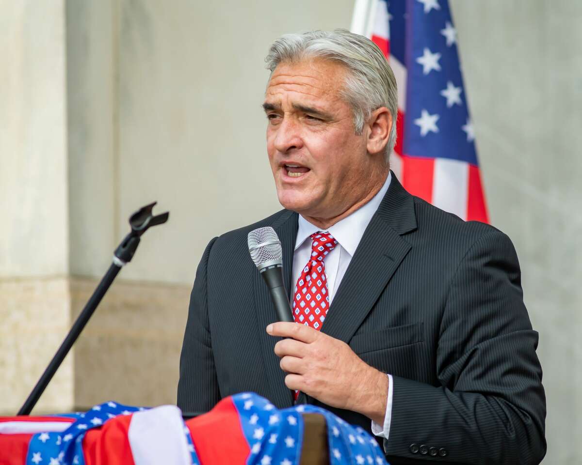 Former television news anchor Kevin Steele. A number of Southeast Texas government officials spoke at the