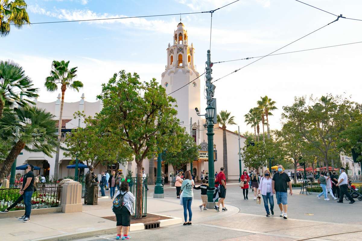 General views of Buena Vista Street at Disney California Adventure Park, partially reopened for outdoor food and shopping with new COVID-19 guidelines in place on November 21, 2020.