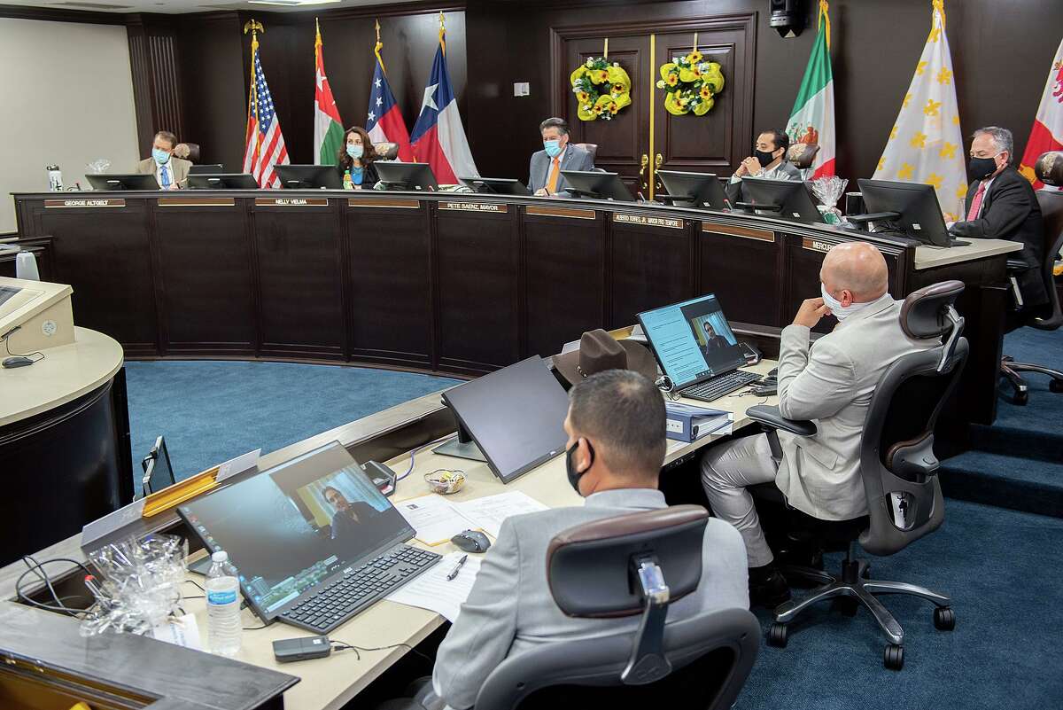 Laredo City Council members sit socially distanced during a regular meeting, Sept. 8, 2020, at City Hall.