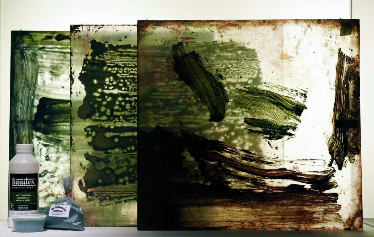 A display shows the intricacies of Emily Mason's printmaking technique at the new exhibition