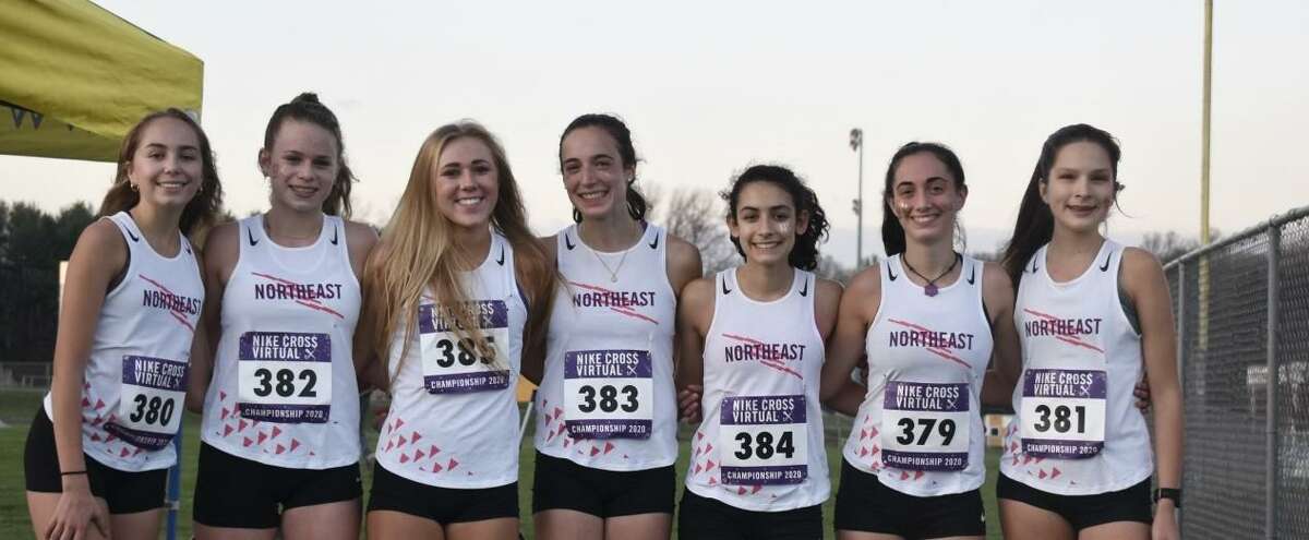 Julietta Siciak, Kiki Grant, Kali Holden, Calyn Carbone, Evelyn Marchand, Brenna Asaro and Abigail Poplawski helped Trumbull to a berth in the Nike Cross Country Championship.