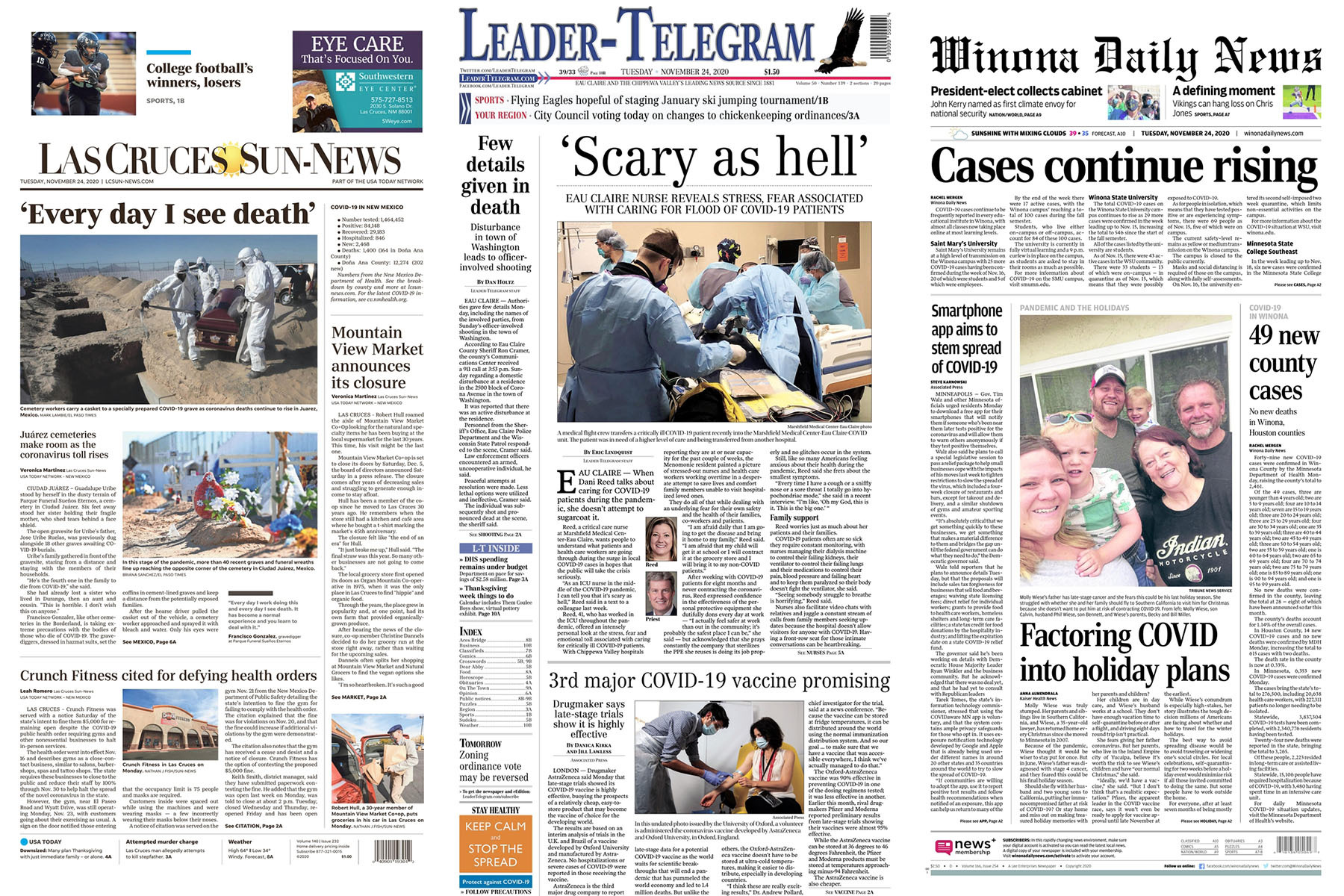 'It's real': Newspaper front pages show struggles to control the virus