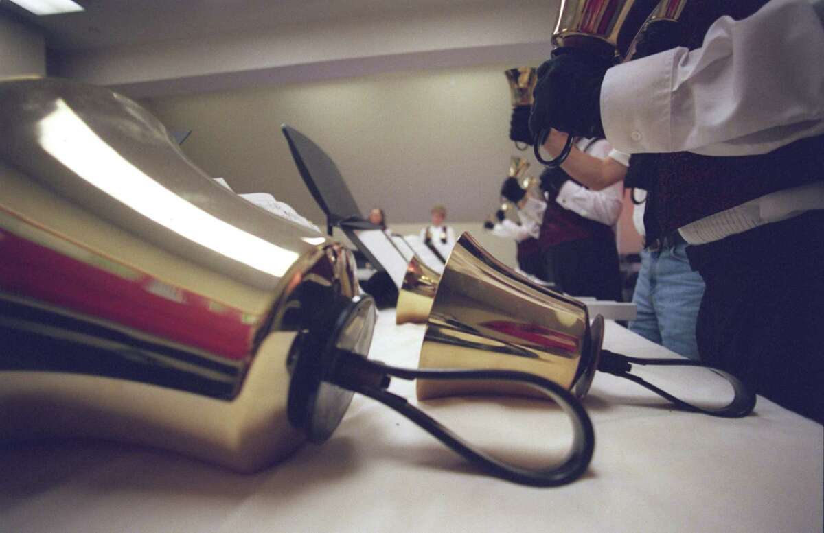 Handbells rest atop some special foam padding during a rehearsal of the Houston Bronze Ensemble in 2001. The ensemble is scheduled to perform its 2020 Christmas concert Dec. 4 at Tomball United Methodist Church.