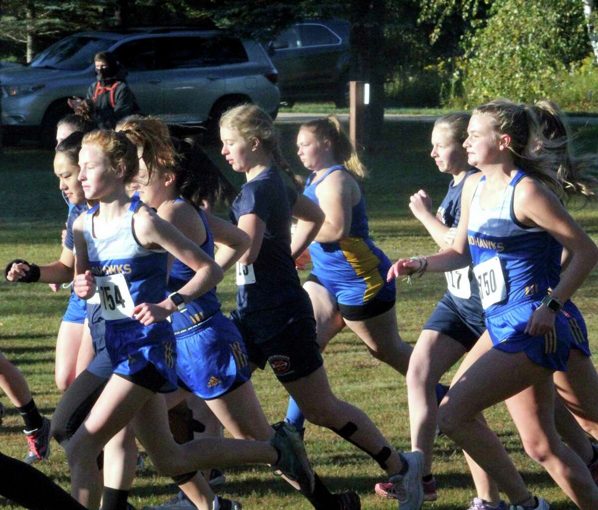 Morley Stanwood Mohawk girl runners get off to the start of the Evart Invitational in mid-September. (Pioneer file photo)