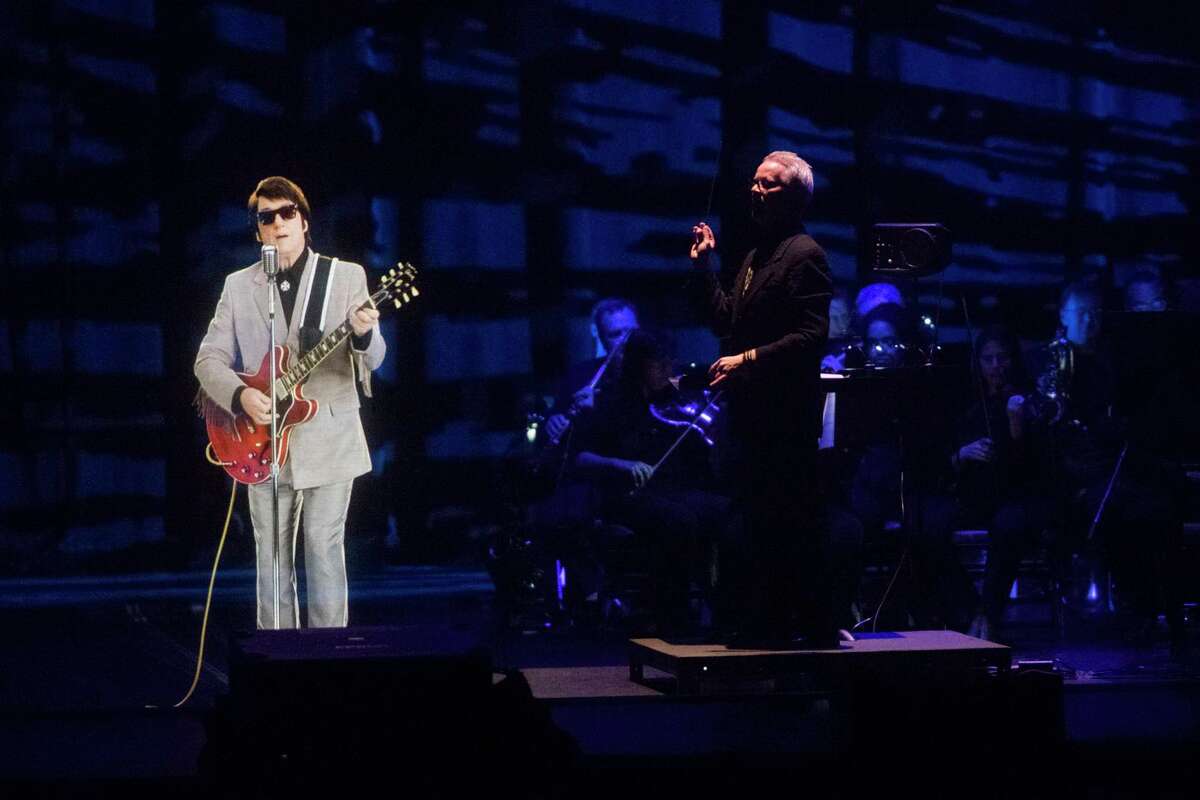 A hologram of Roy Orbison performs with a live orchestra during 2018’s “The Hologram Tour” at the Smart Financial Centre in Sugar Land.