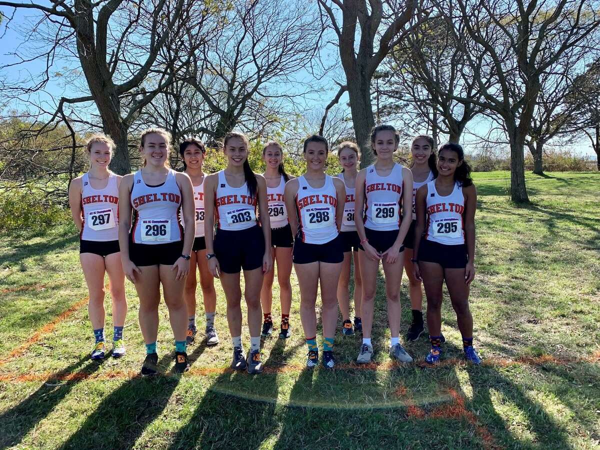 Anna Hynes, Sofia Gasbarro, Amy Agreda, Emily Vasser, Sara Buglione, Rosie McGrath, Theresa Weissenberg, Kate McPadden, Taylor Ostrosky and Meena Chandir led Shelton at the SCC B Division championship meet.