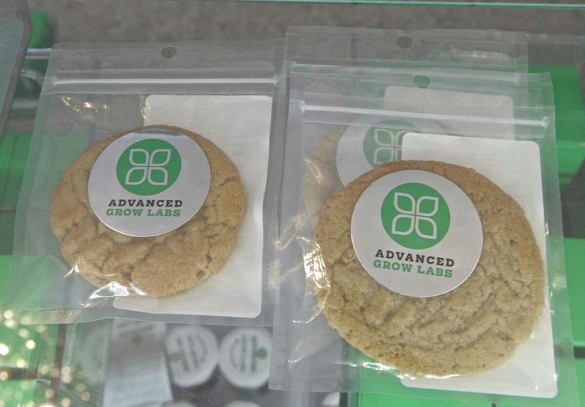 The display case of Compassionate Care Center of Connecticut, in Bethel, Conn, an medical marijuana dispensary, has eatable products including cookies, on Thursday, June 18, 2015.