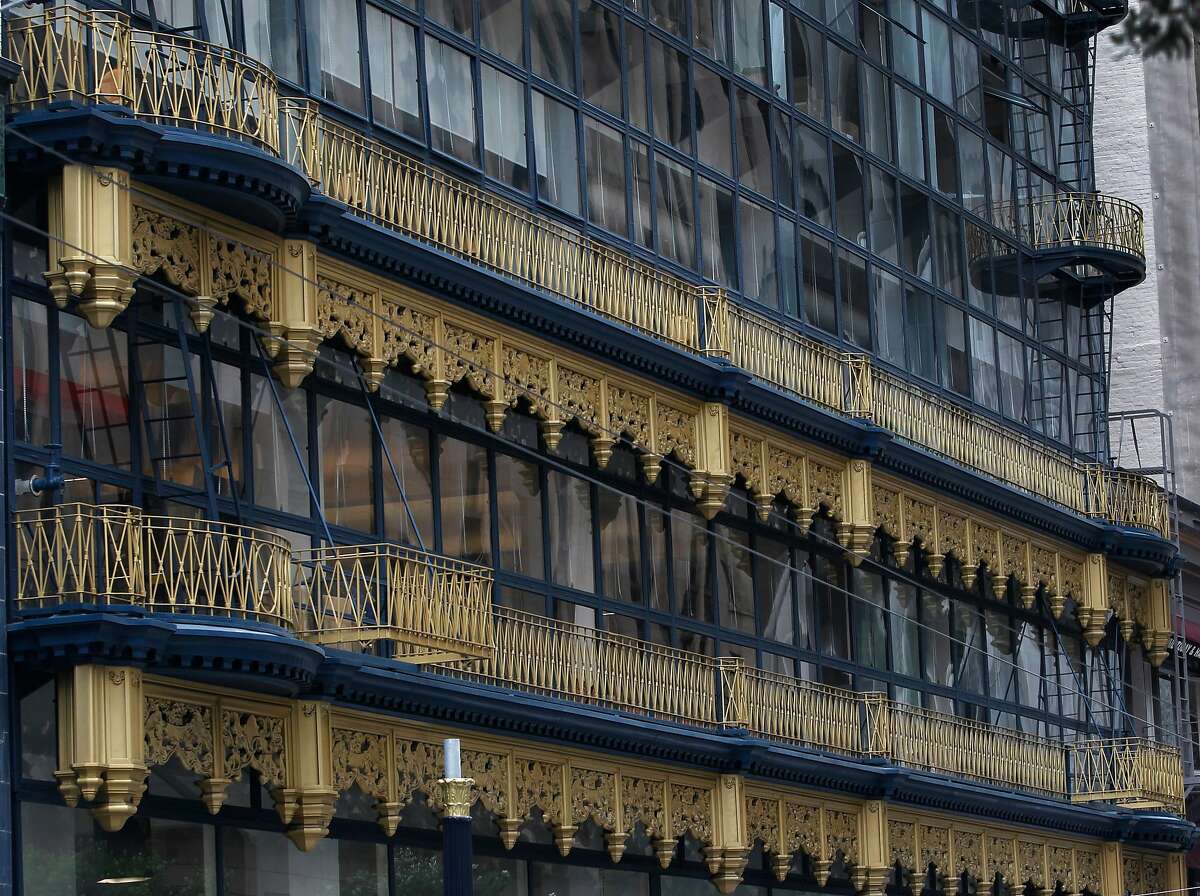 Gold detailing is featured on the facade of Willis Polk’s Hallidie Building on Sutter Street in downtown San Francisco on July 9, 2015.