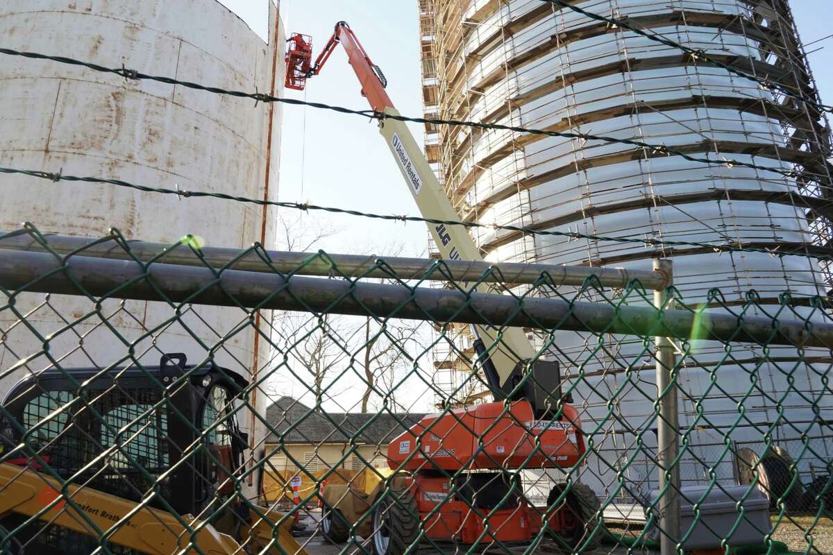 The shorter water tower at Waveny Park in New Canaan was being dismantled, Friday, Nov. 20.