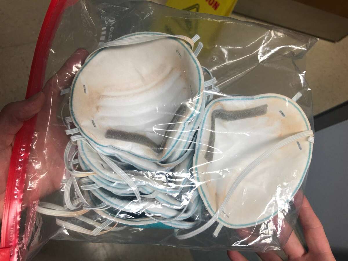 Albany Medical Center nurses are being asked to re-use disinfected N95 masks to help conserve supply. The New York State Nurses Association says the picture above shows the masks after disinfection and before re-use.