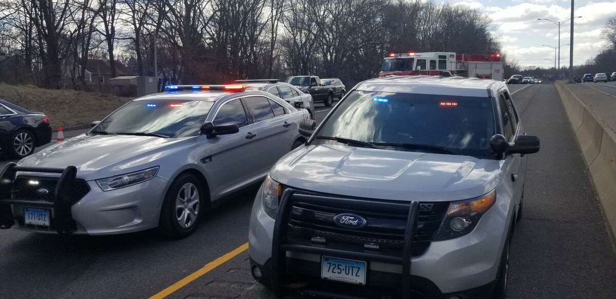 Two young men were arrested Sunday after police say they crashed a stolen car on I-84 in Danbury.