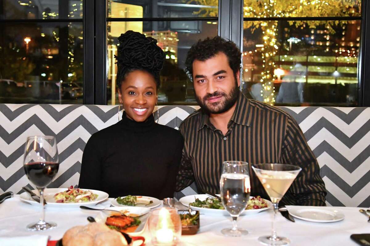 Haley Jackson and Hatem Saleh at Steak 48's Monday night fundraiser for Candlighters Childhood Cancer Family Alliance for #GivingTuesday