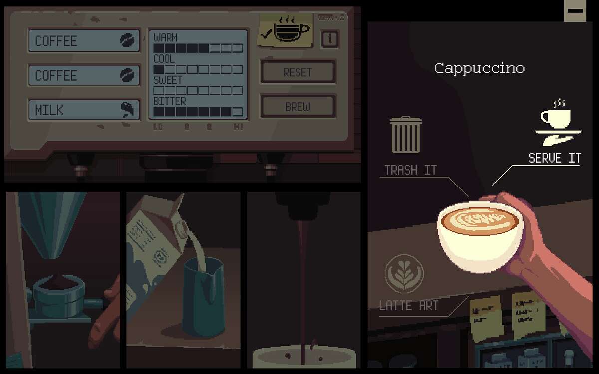 Most coffee drinks can be created in the game by mixing three ingredients together.