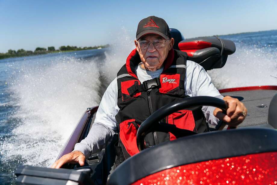 Bass Fishing Hall of Fame inductee Dee Thomas, 84, a Brentwood resident and fixture at delta bass tournaments, drives his bass boat at Franks Tract off Bethel Island last year. Photo: Paul Kuroda / Special To The Chronicle 2019
