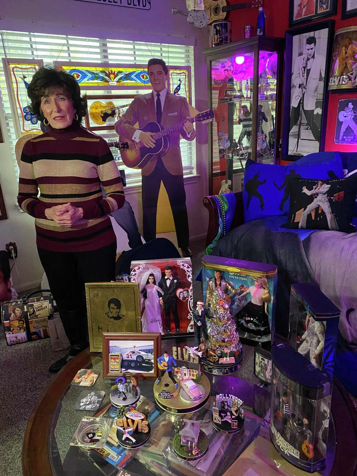 Conroe radio personality Mary McCoy has an extensive Elvis collection in her home. She played alongside "The King" on the Louisiana Hayride Tour in 1955 and has fond memories of him.