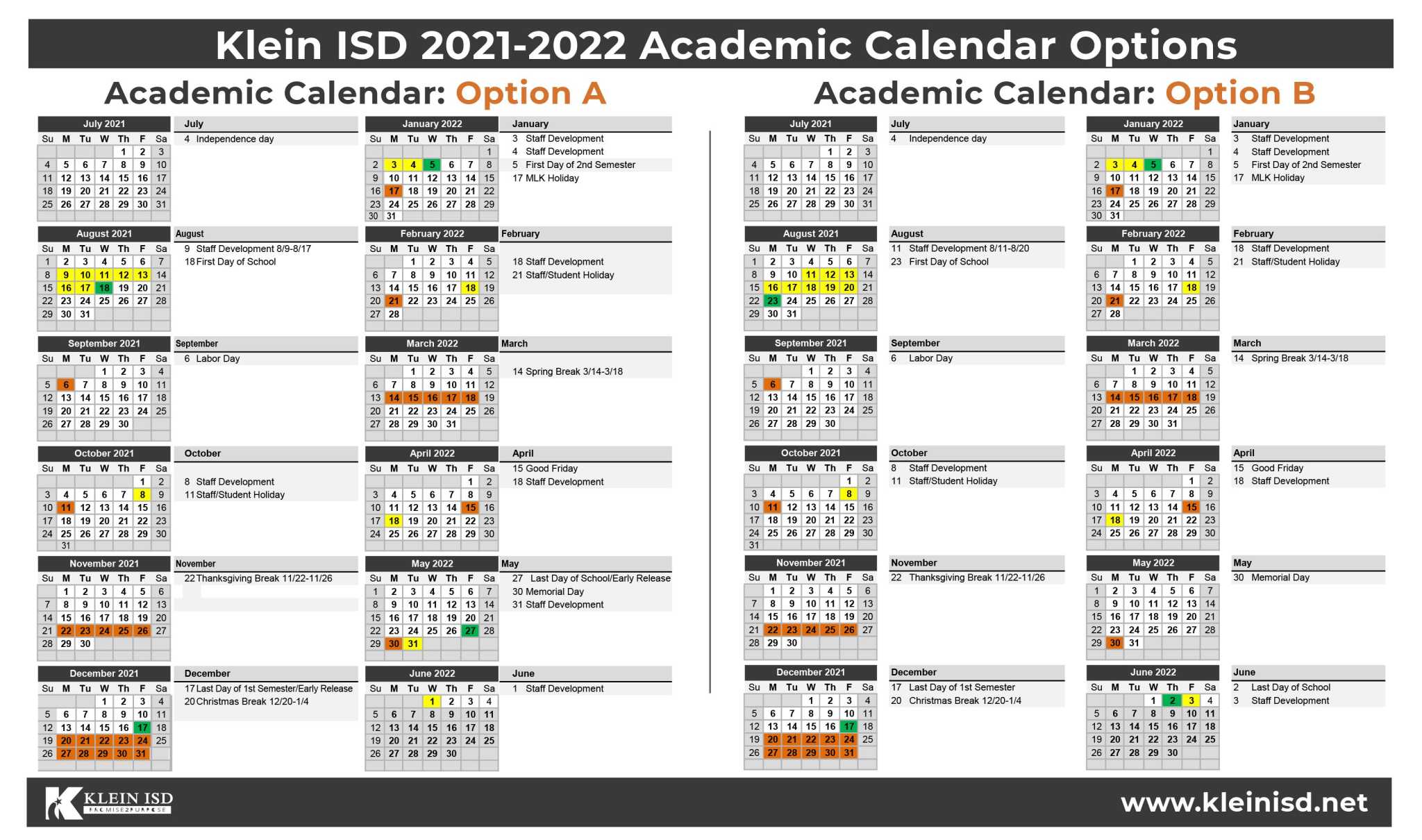 Spring, Klein school notebook: Klein ISD asks for feedback on 2021-2022 academic calendar
