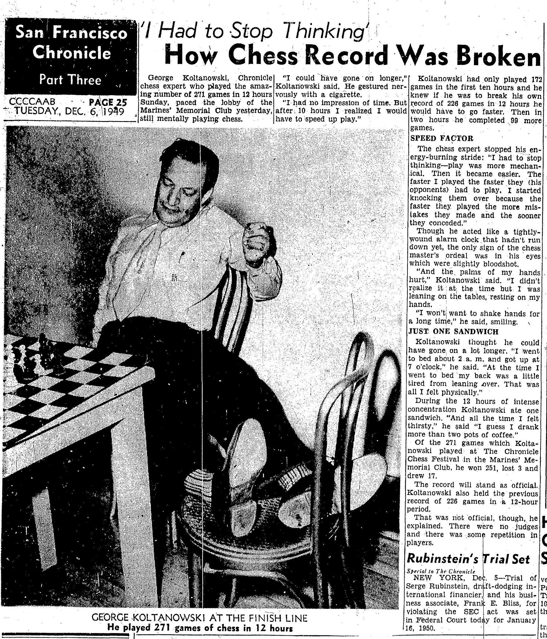 Chess legend George Koltanowski: An archive deep dive of record