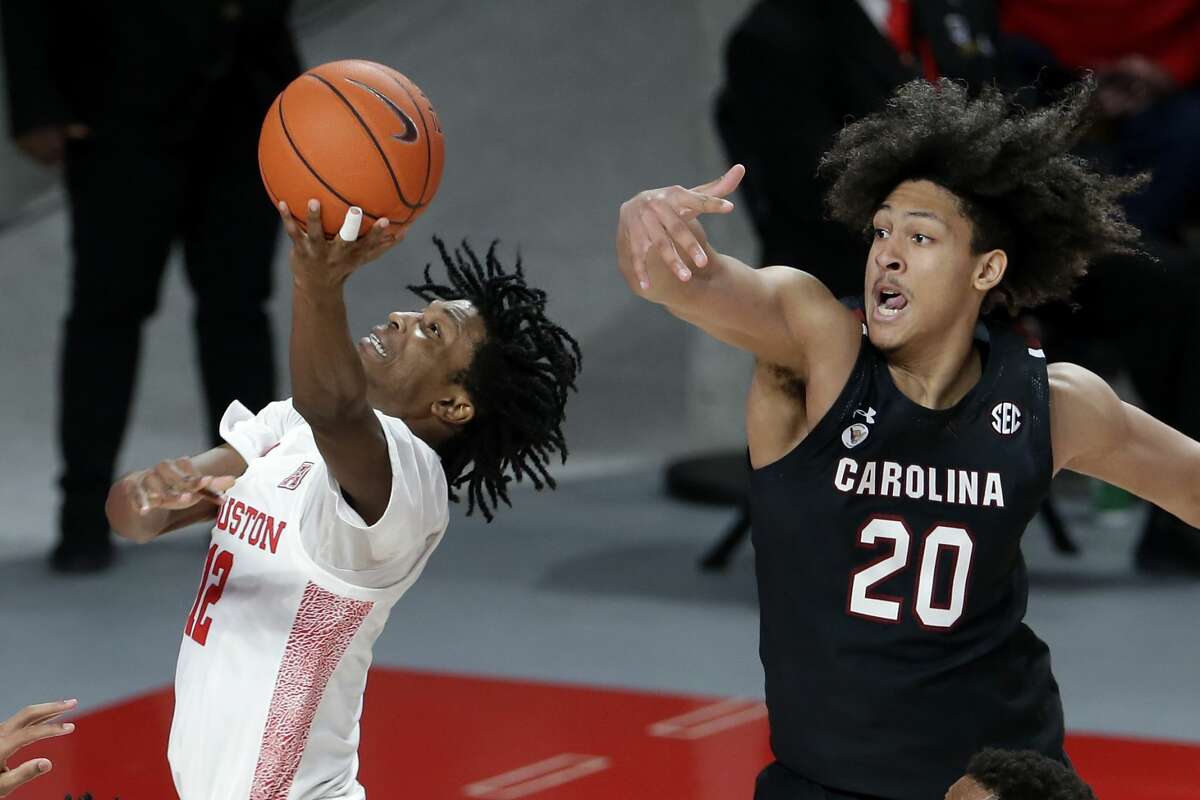 UH's Tramon Mark, a freshman from Dickinson, had 18 points, four rebounds and two steals in his first collegiate start.