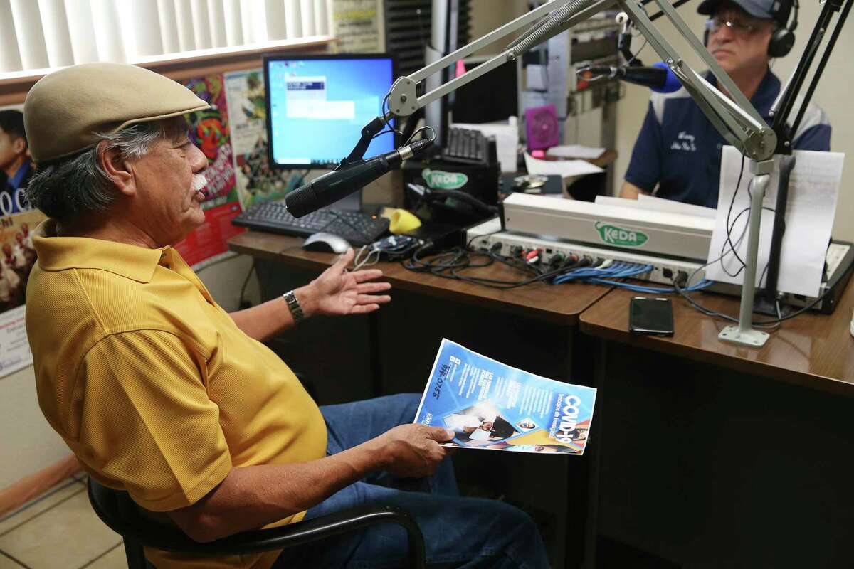 Henry Rodriguez, 76, with LULAC, goes on air Thursday with KEDA’s Leroy “She, Na, Na” Reyes, to encourage Hispanics to participate in COVID-19 research studies.