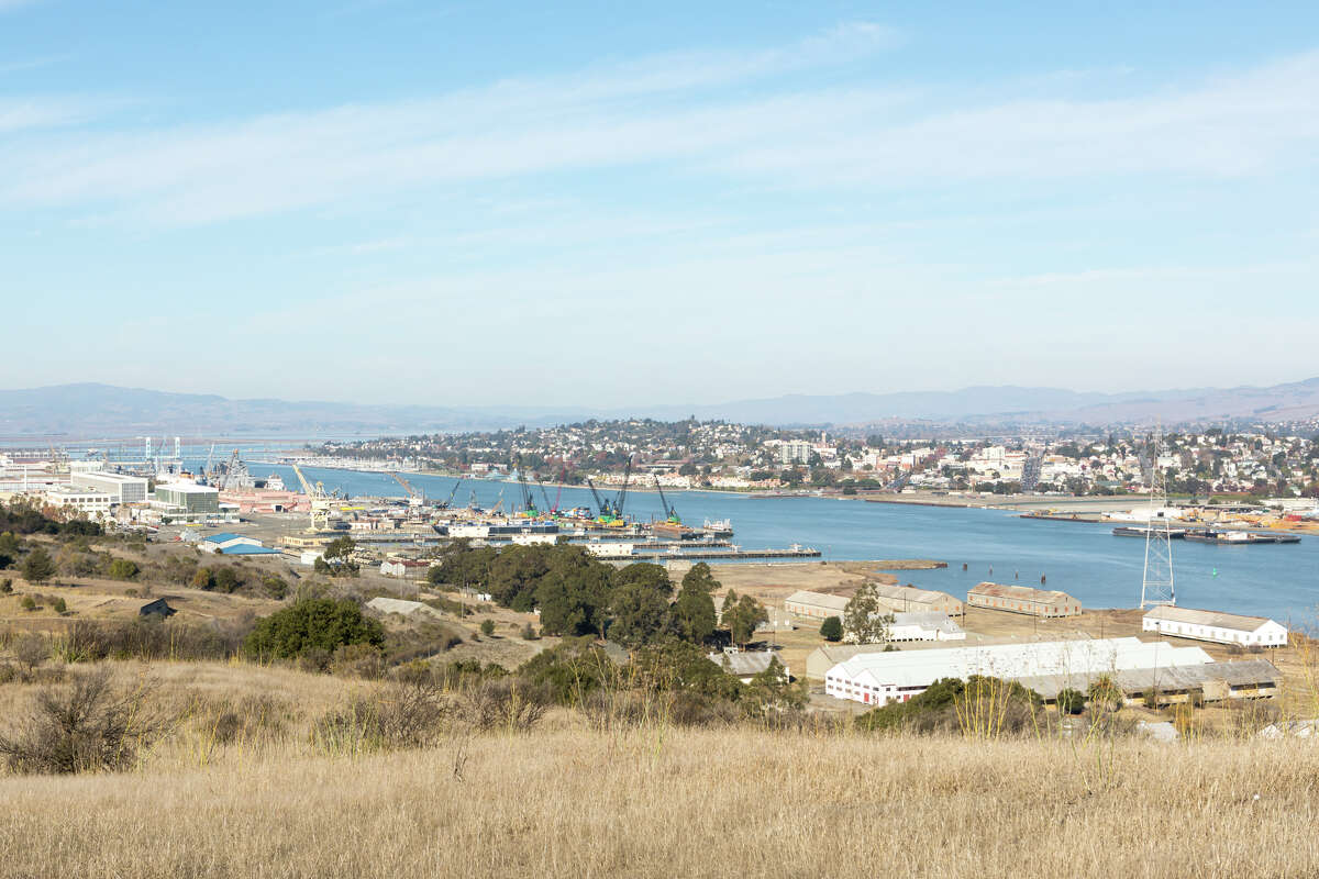 The Napa River and Vallejo as seen from Mare Island.