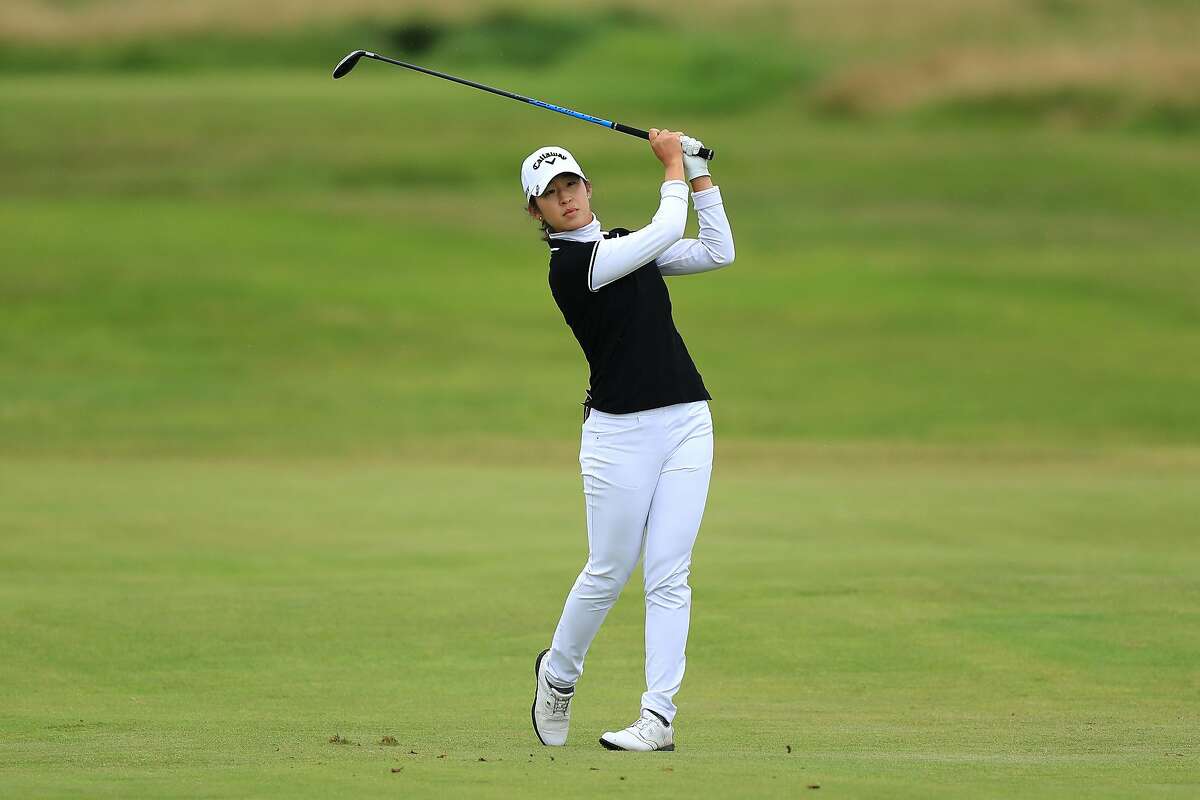 Andrea Lee plays a shot at the 2020 AIG Women's Open at Royal Troon on August 23.