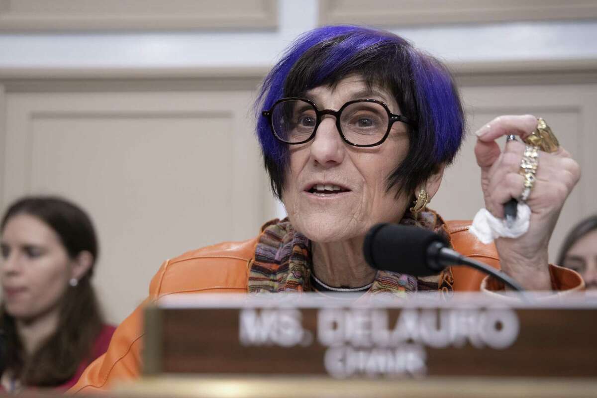 Chair of the House Appropriations Subcommittee on Labor, Health and Human Services, and Education Rep. Rosa DeLauro (D-CT) speaks during testimony by HHS Secretary Alex Azar on February 26, 2020 in Washington, DC. DeLauro held a virtual hearing on Dec. 8, 2020 about the Hyde amendment. (Photo by Tasos Katopodis/Getty Images)