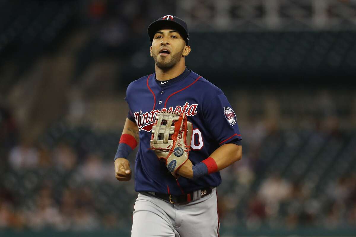 FILE - In this Sept. 24, 2019, file photo, Minnesota Twins left fielder Eddie Rosario jogs in during the baseball team's game against the Detroit Tigers in Detroit. The Twins declined Wednesday, Dec. 2, to offer a 2021 contract to Rosario, their regular left fielder for the last six seasons. (AP Photo/Paul Sancya, File)