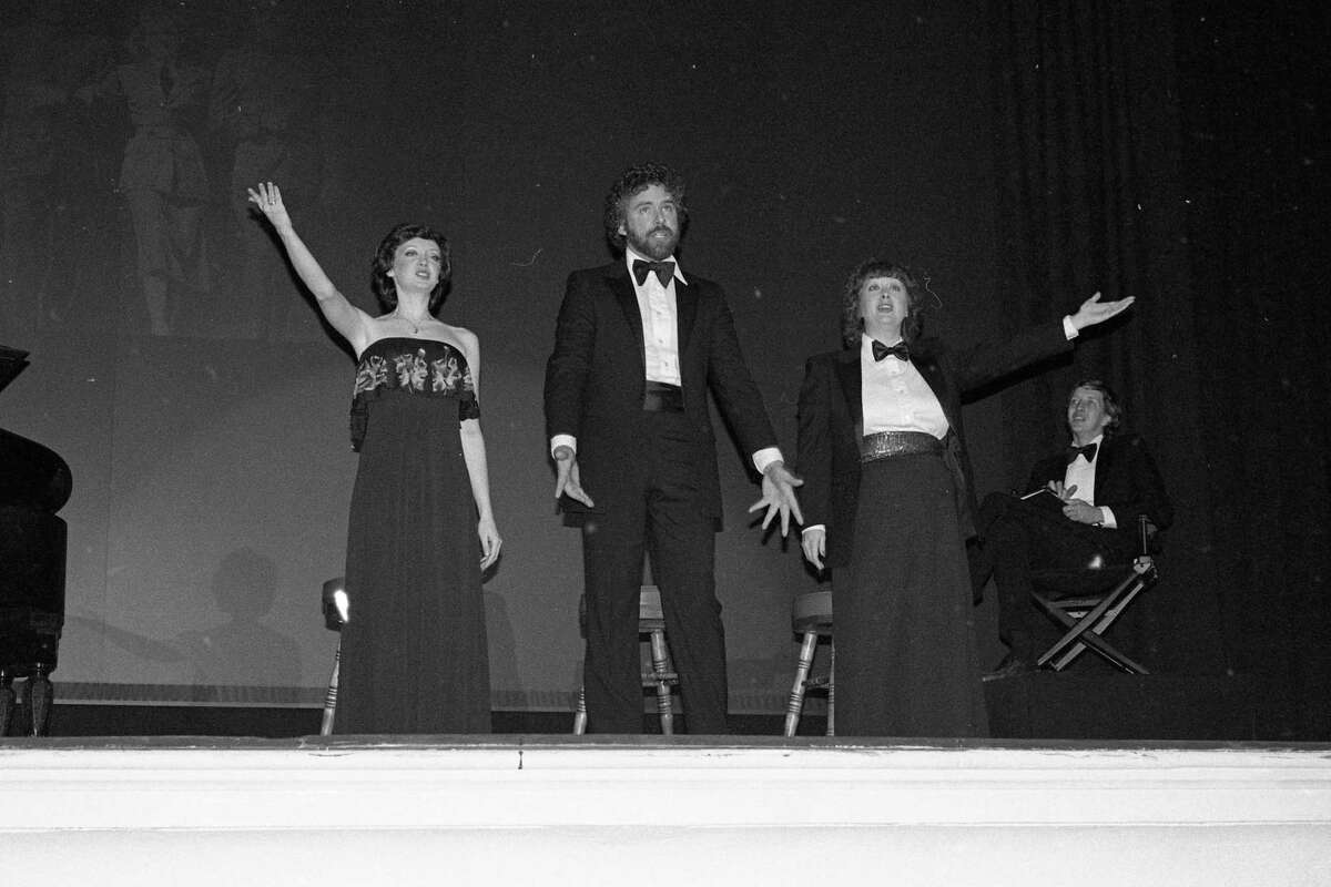 From the front page of the News Advocate 40 years ago today, "Nancy Ferguson, Peter Bliznick, and Judy Dopke inject their own brand of energy and enthusiasm into the song classics made famous by Judy Garland in "Over the Rainbow," while Bill Ferguson (far right) as commentator, leads the audience through the various stages of the late star's life. The civic players' production was presented at the Ramsdell Theatre in 1980. (Manistee County Historical Museum photo)