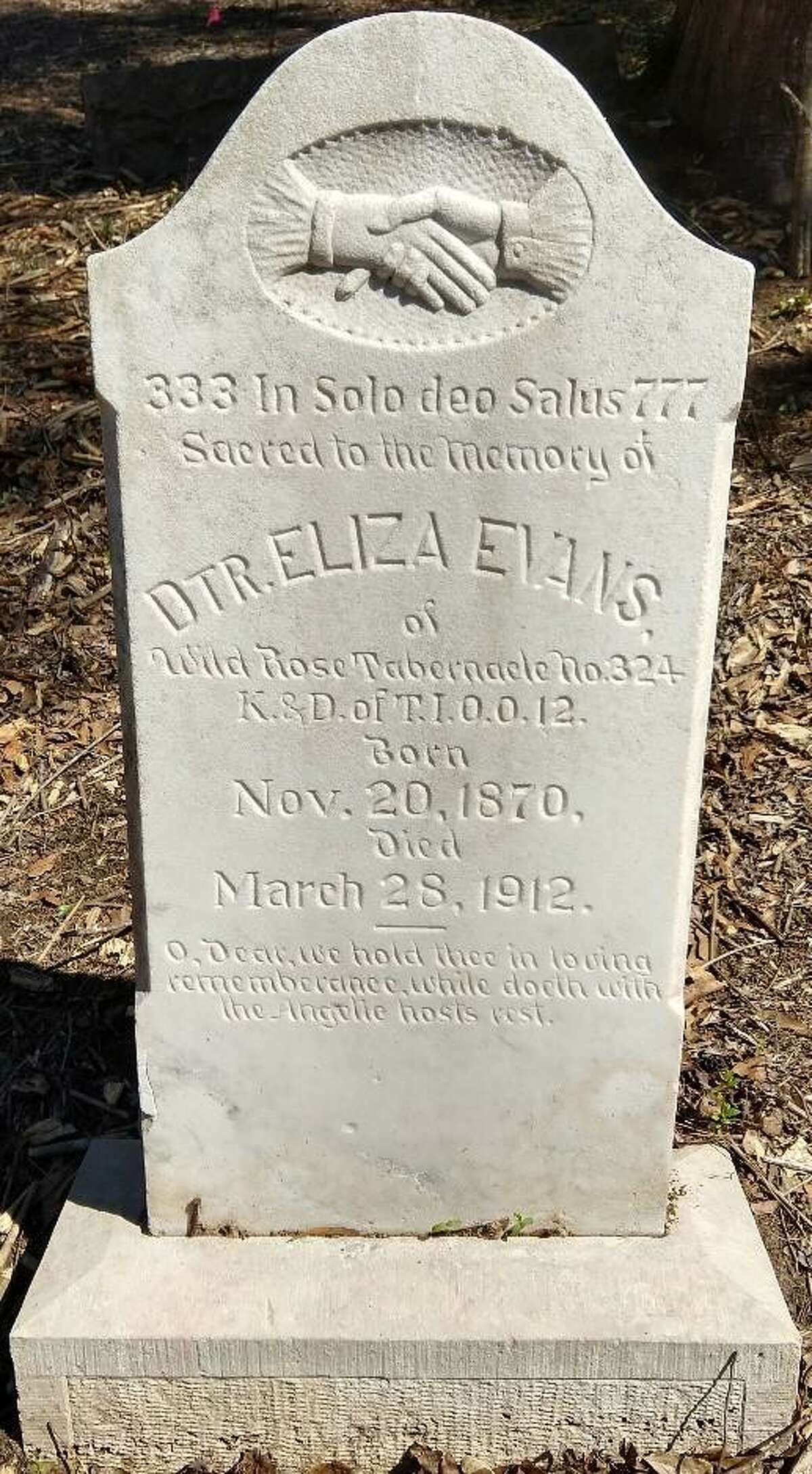 The gravestone of Eliza Evans at the Conroe Community Cemetery. The CCCRP is looking for more information about her from ancestors.