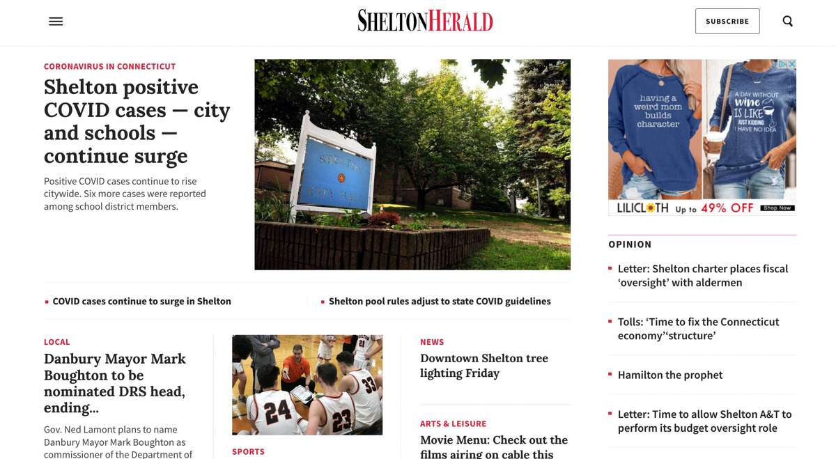 The new SheltonHerald.com homepage.