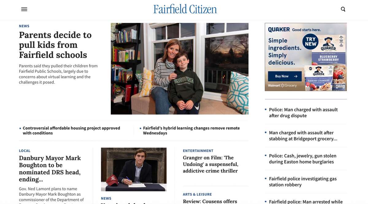 The new FairfieldCitizenOnline.com homepage.