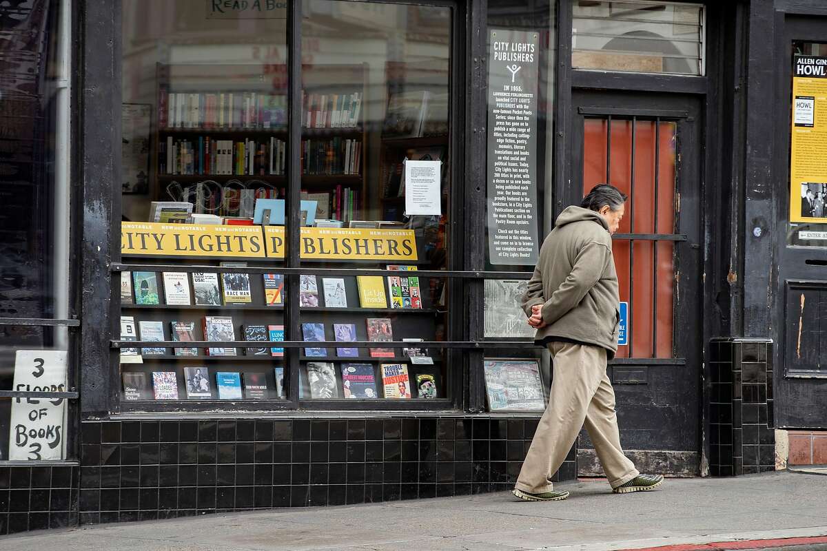City Lights Bookstore on Saturday, March 28, 2020, in San Francisco, Calif. The store was closed in the early months of the coronavirus pandemic.