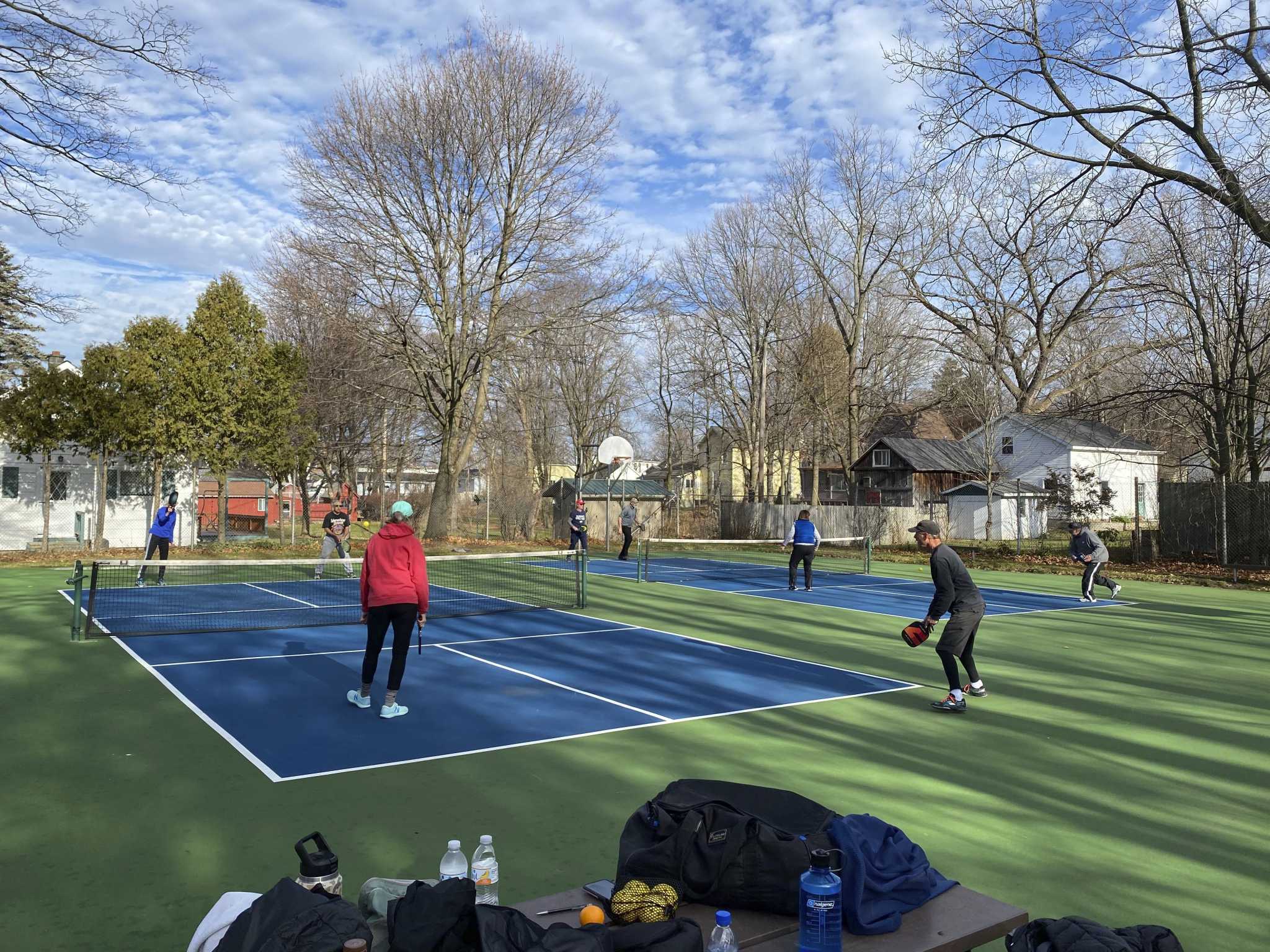 Pickleball players enjoy extended outdoor season at resurface Bear Lake courts