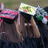 A graduate's message on her mortar board lets people know she's glad she did it. After a limited graduation ceremony in the spring due to Covid restrictions, Lamar University graduated many members for the Class of 2020 Friday afternoon. Photo made on December 11, 2020. Fran Ruchalski/The Enterprise