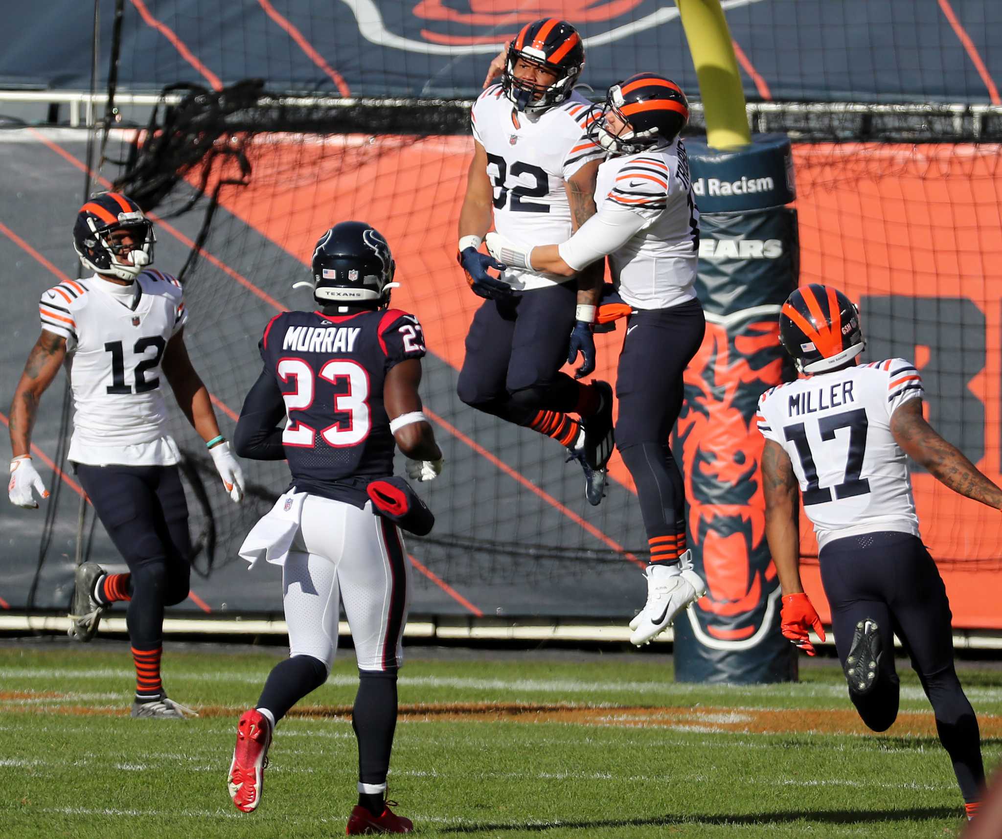 Chicago Bears running back David Montgomery (32) celebrates after